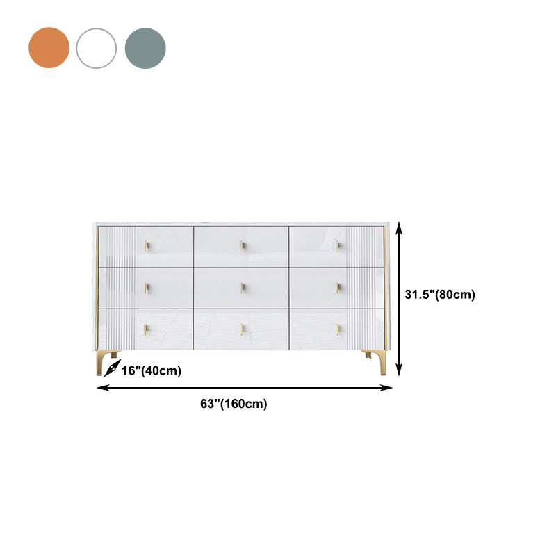 Glam Wood Chest with Stone Top Chest with Drawers for Bedroom