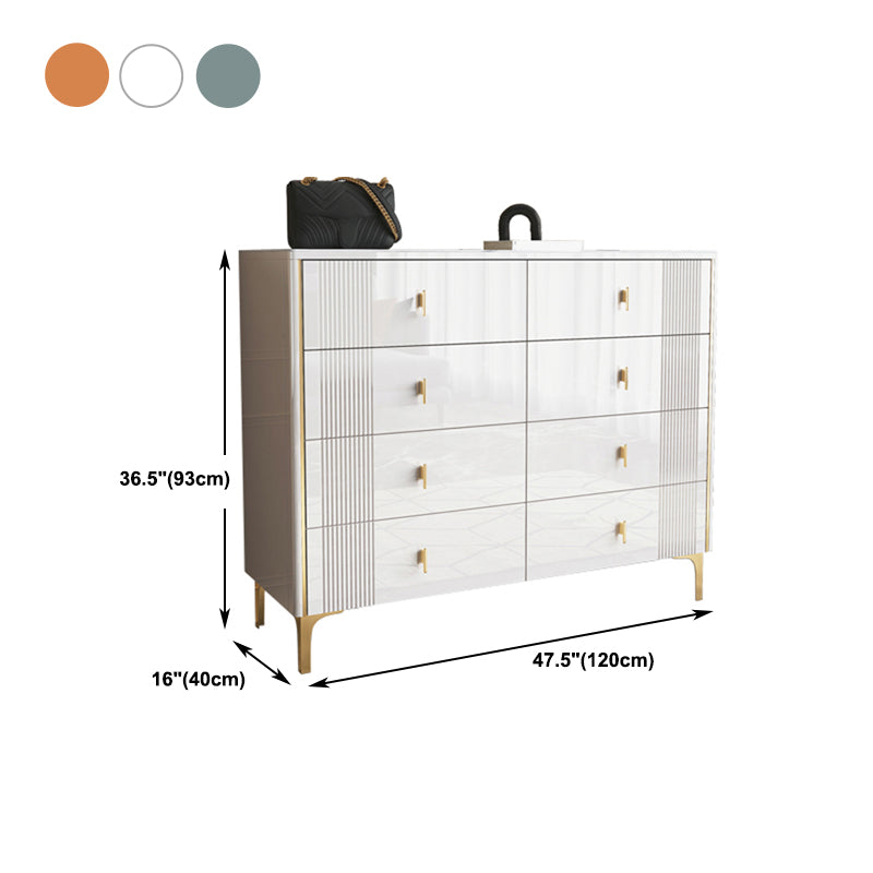 Glam Wood Chest with Stone Top Chest with Drawers for Bedroom