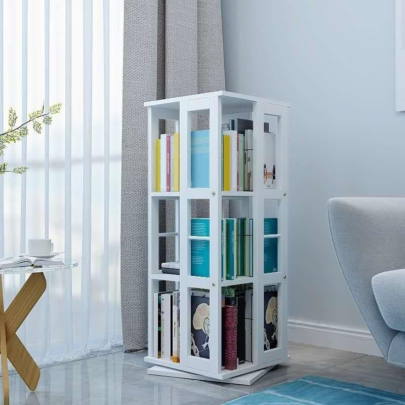 3/4/6-Shelf Contemporary Bookcase Metal Book Shelf Wooden Shelves for Living Room