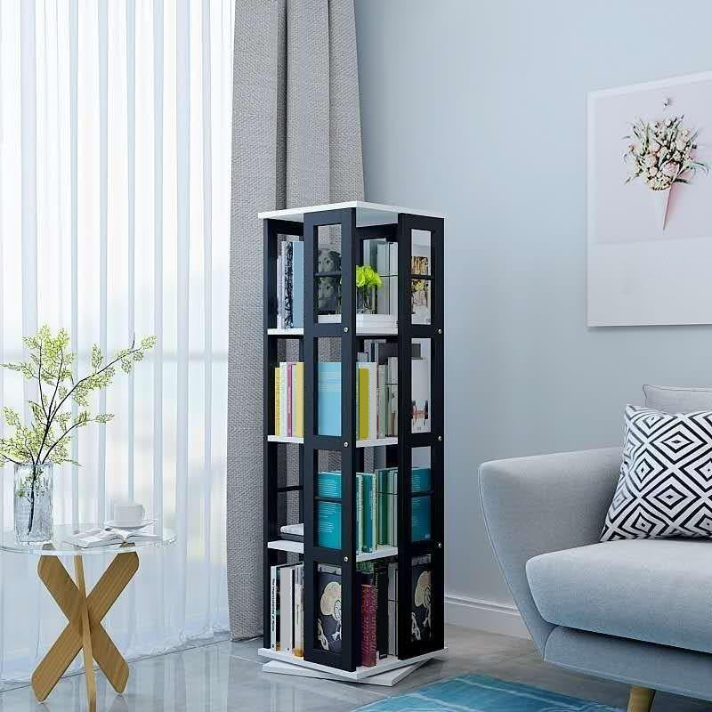 3/4/6-Shelf Contemporary Bookcase Metal Book Shelf Wooden Shelves for Living Room