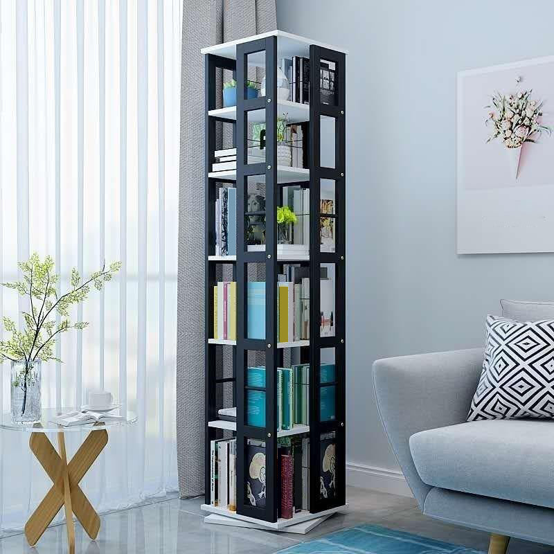 3/4/6-Shelf Contemporary Bookcase Metal Book Shelf Wooden Shelves for Living Room