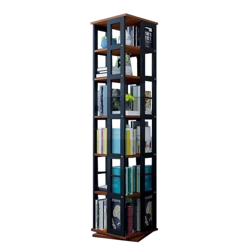 3/4/6-Shelf Contemporary Bookcase Metal Book Shelf Wooden Shelves for Living Room