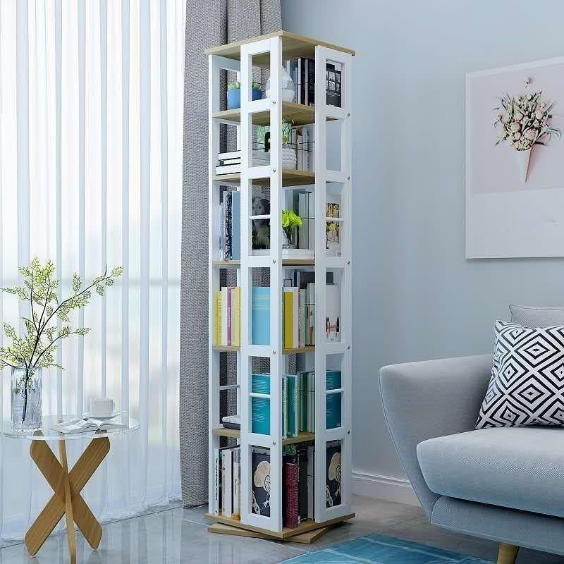 3/4/6-Shelf Contemporary Bookcase Metal Book Shelf Wooden Shelves for Living Room