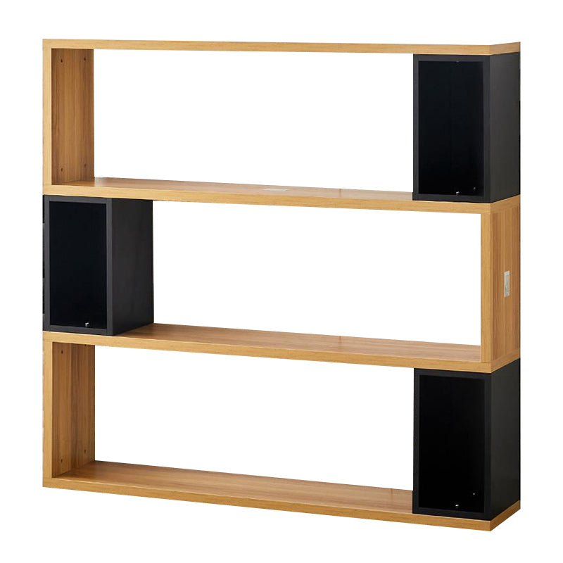 Modern geometry Bookshelf Multi Shelfs Open Back Bookcase in Natural