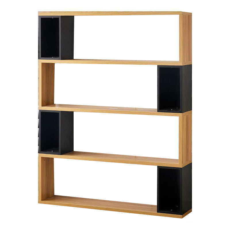 Modern geometry Bookshelf Multi Shelfs Open Back Bookcase in Natural