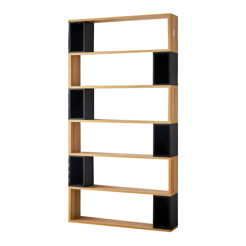 Modern geometry Bookshelf Multi Shelfs Open Back Bookcase in Natural