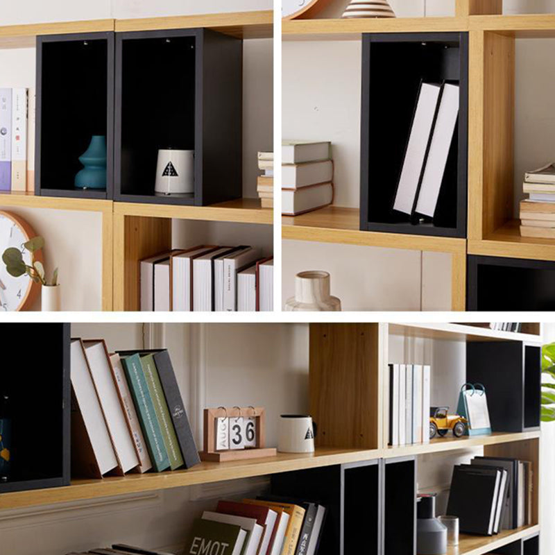 Modern geometry Bookshelf Multi Shelfs Open Back Bookcase in Natural
