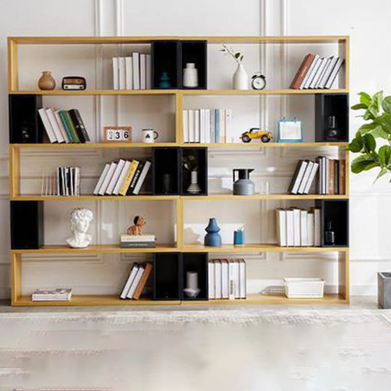 Modern geometry Bookshelf Multi Shelfs Open Back Bookcase in Natural