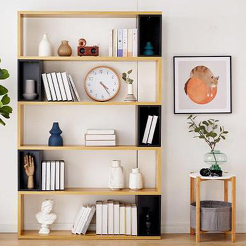 Modern geometry Bookshelf Multi Shelfs Open Back Bookcase in Natural
