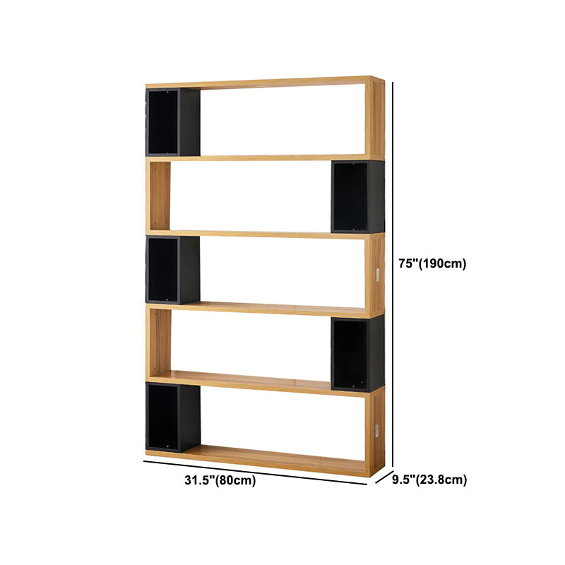 Modern geometry Bookshelf Multi Shelfs Open Back Bookcase in Natural