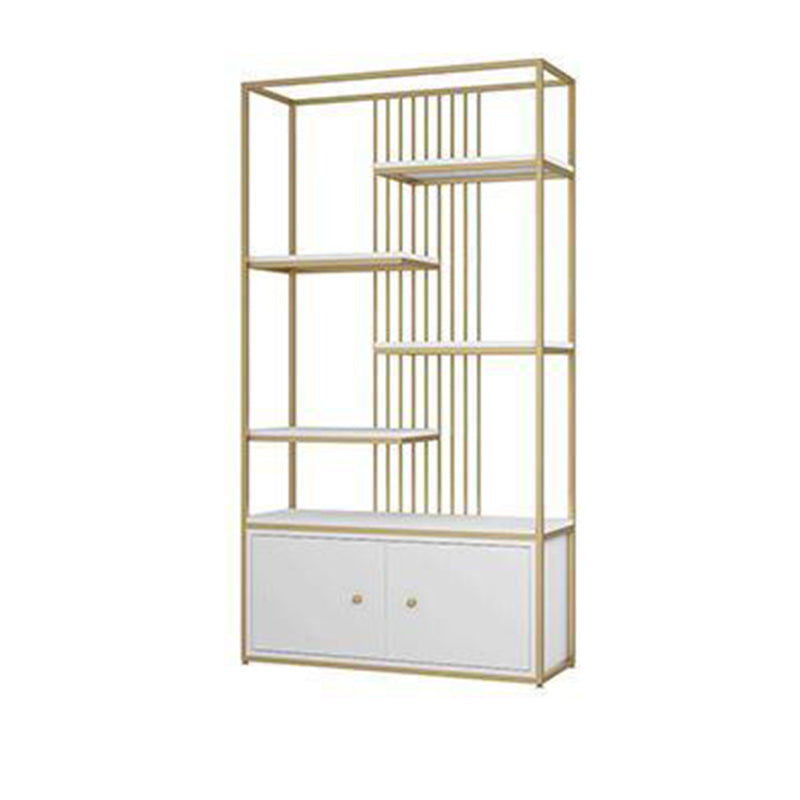 Modern Metal Bookcase Standard Bookshelf With Doors  76.7" H x 11.8" W