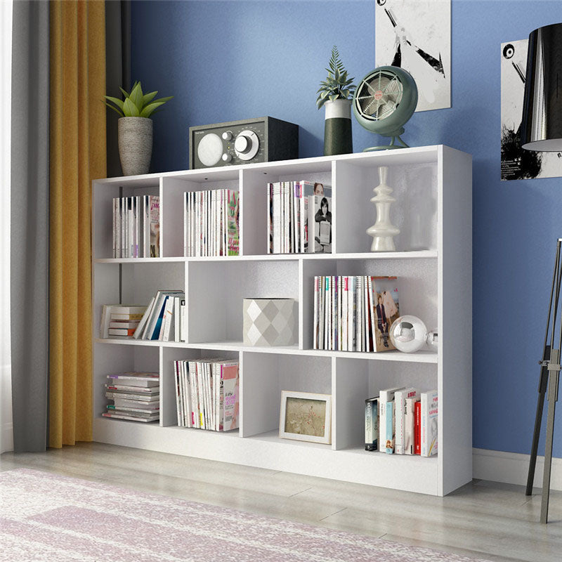 Closed Back Wooden Bookcase Matter Finish Modern Standard Bookshelf
