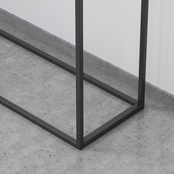 Rectangle Marble Top Console Table with Storage Shelf and Iron Frame Base
