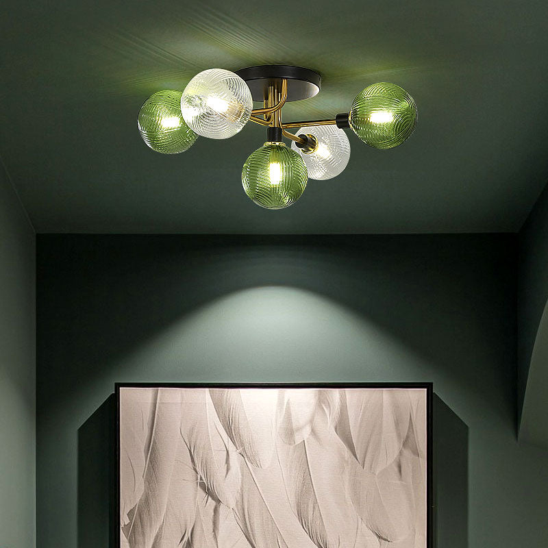 Glass Ball Shape Flush Mount Light Modern 5 Lights Flush Mount Ceiling Fixture