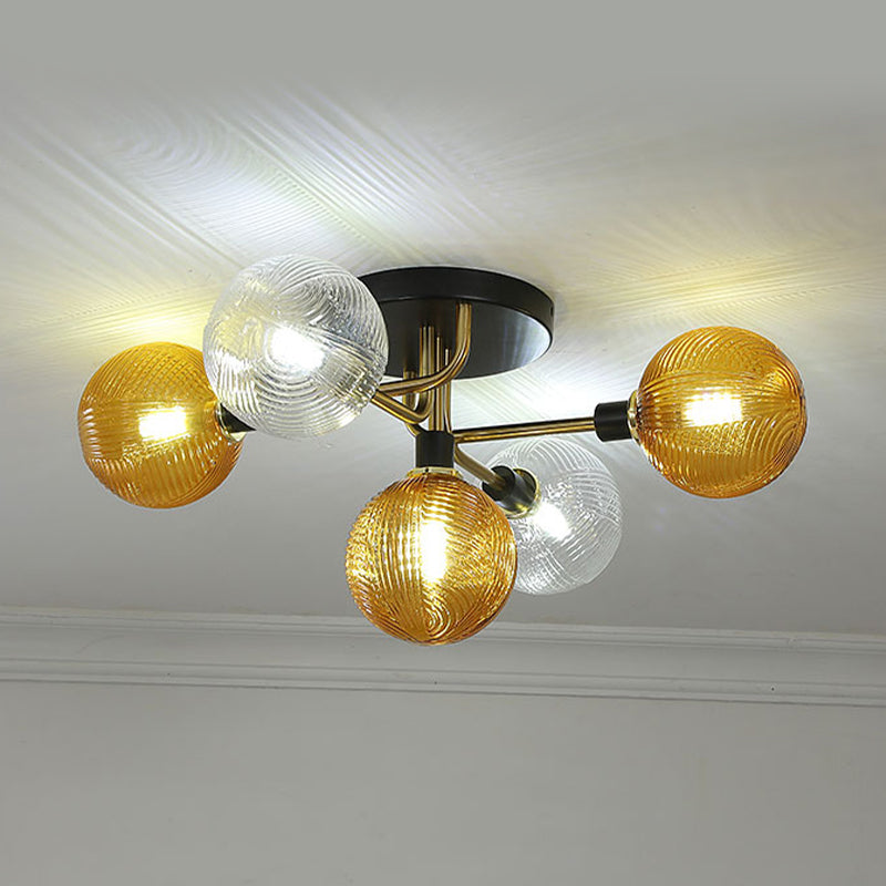 Glass Ball Shape Flush Mount Light Modern 5 Lights Flush Mount Ceiling Fixture