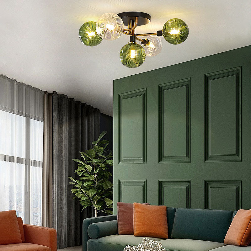 Glass Ball Shape Flush Mount Light Modern 5 Lights Flush Mount Ceiling Fixture