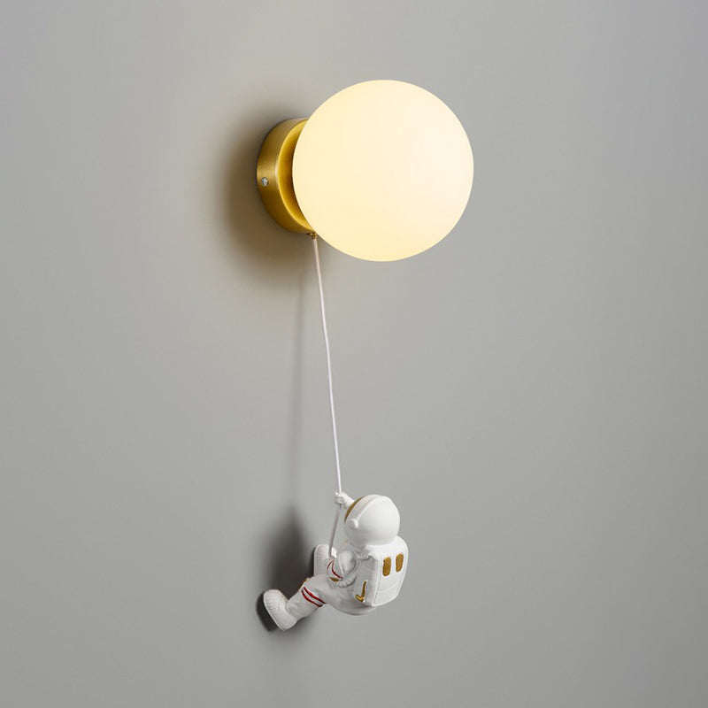 Flush Mount Metal Lighting Children Globe Shaded Wall Light for Bedroom