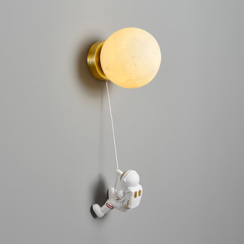 Flush Mount Metal Lighting Children Globe Shaded Wall Light for Bedroom