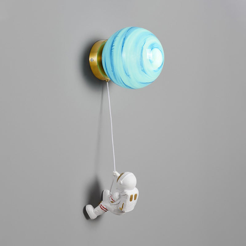 Flush Mount Metal Lighting Children Globe Shaded Wall Light for Bedroom