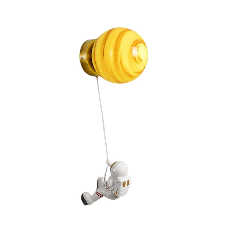 Flush Mount Metal Lighting Children Globe Shaded Wall Light for Bedroom