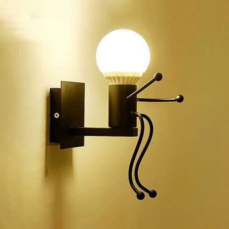 1 / 2 - Light Wall Sconce Dark Black / White Industrial Wall Light