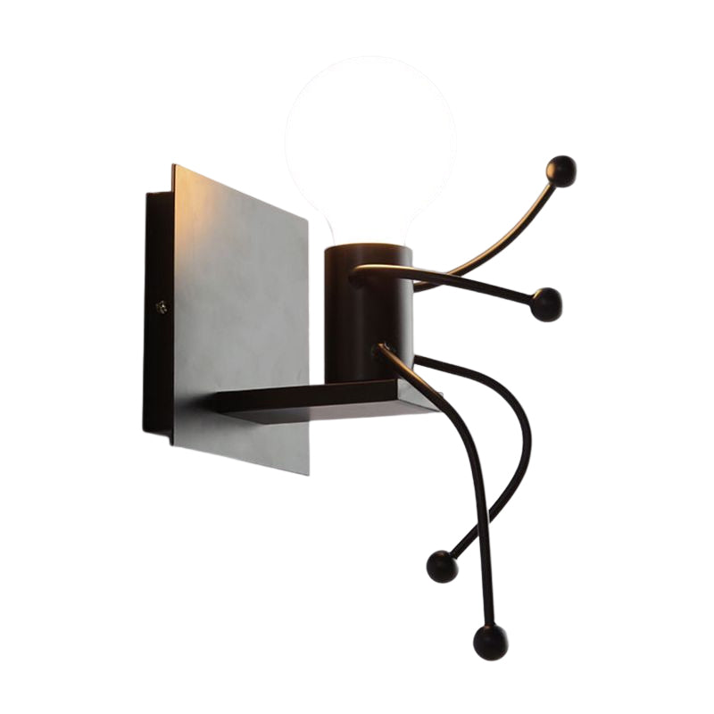 1 / 2 - Light Wall Sconce Dark Black / White Industrial Wall Light