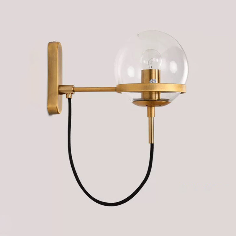 Industrial 1 - Light Wall Light Fixture Iron and Glass Wall Sconce in Black / Gold