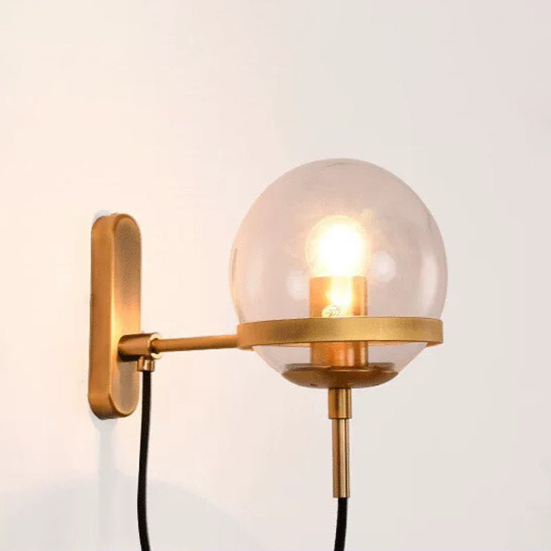 Industrial 1 - Light Wall Light Fixture Iron and Glass Wall Sconce in Black / Gold