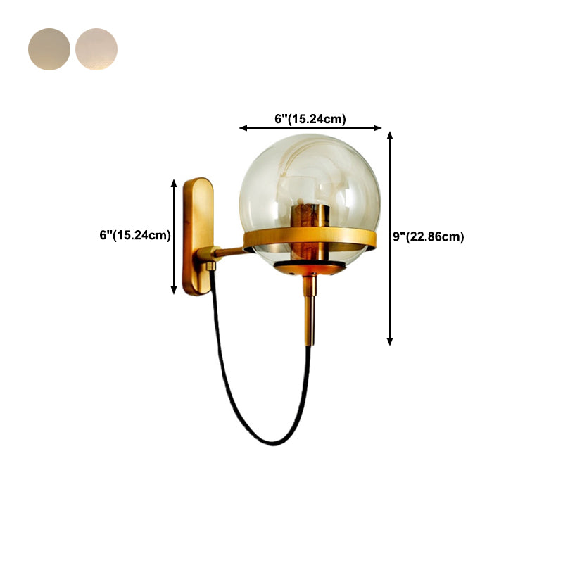 Industrial 1 - Light Wall Light Fixture Iron and Glass Wall Sconce in Black / Gold
