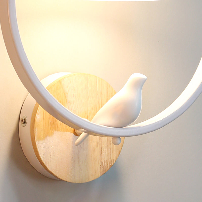 Modern Kids Wall Sconce Geometric Shape Metal Wall Light with Glass Shade for Bedroom