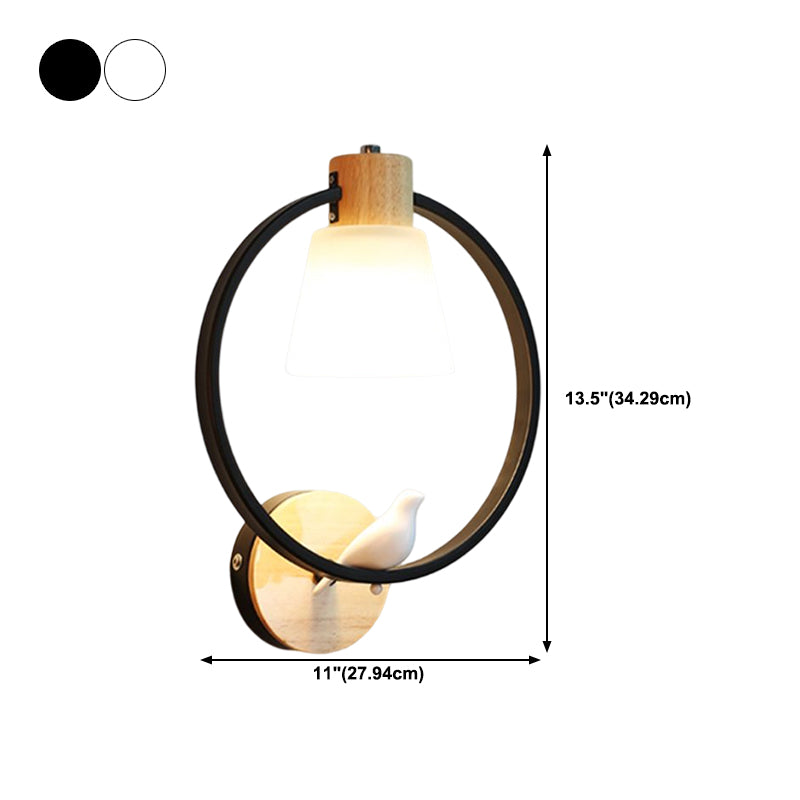 Modern Kids Wall Sconce Geometric Shape Metal Wall Light with Glass Shade for Bedroom