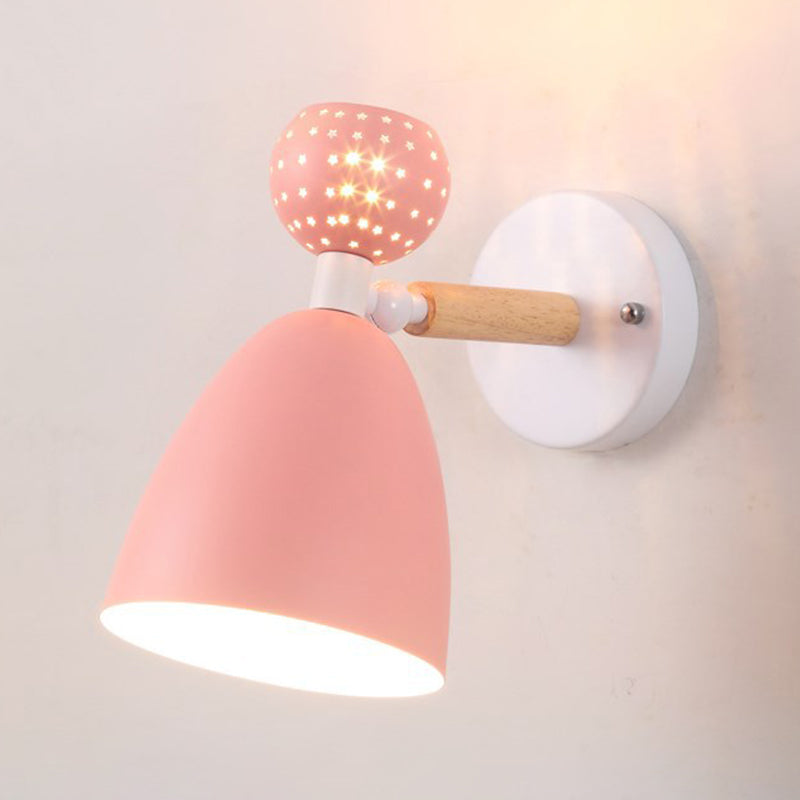 Contemporary Macaron Metal Wall Light Wood Lighting for Room Home