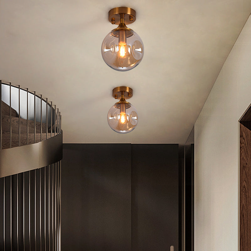 Glass Ball Shape Flush Mount Light Modern 1-Light Flush Mount Ceiling Fixture