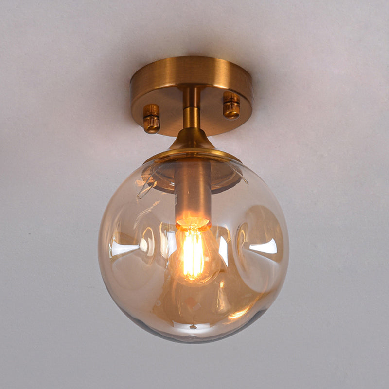 Glass Ball Shape Flush Mount Light Modern 1-Light Flush Mount Ceiling Fixture