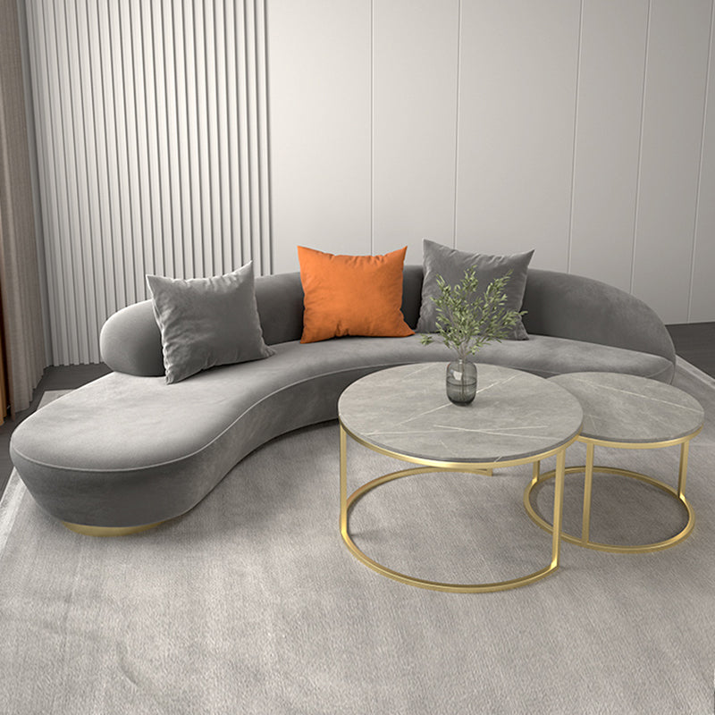 Contemporary Velvet Tuxedo Arm Sofa with Tight Back for Apartment