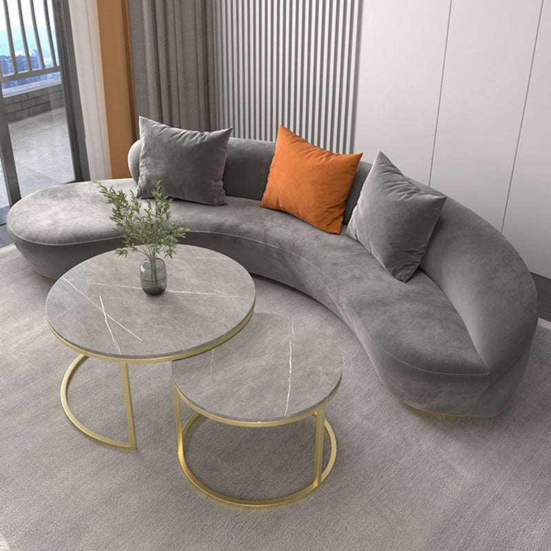 Contemporary Velvet Tuxedo Arm Sofa with Tight Back for Apartment