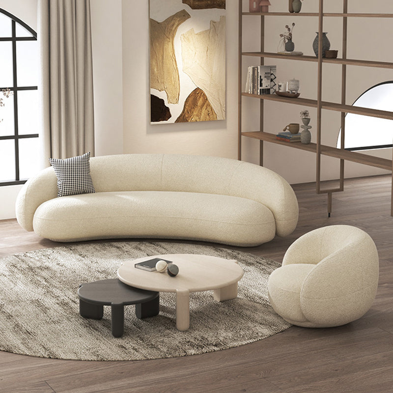 Recessed Arm Curved Sofa Contemporary Moon Shape Sofa for Apartment