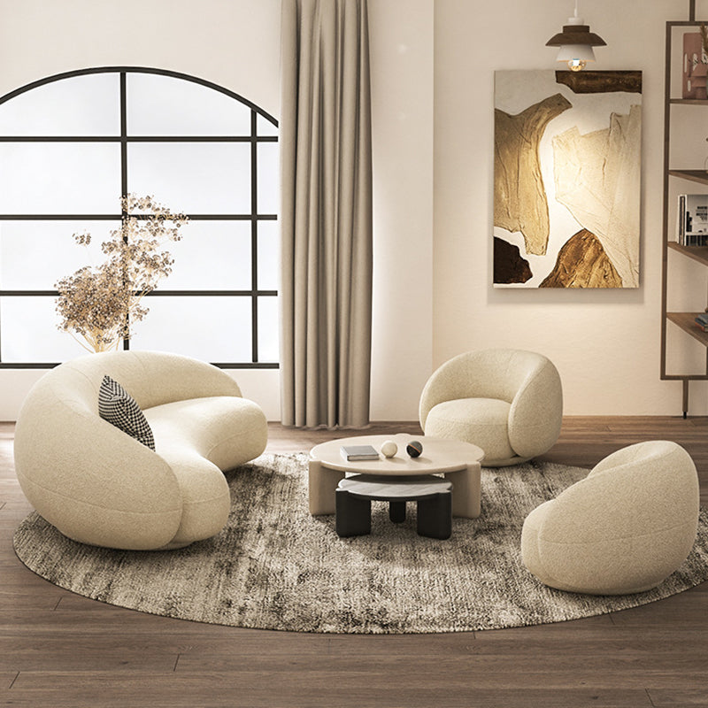 Recessed Arm Curved Sofa Contemporary Moon Shape Sofa for Apartment