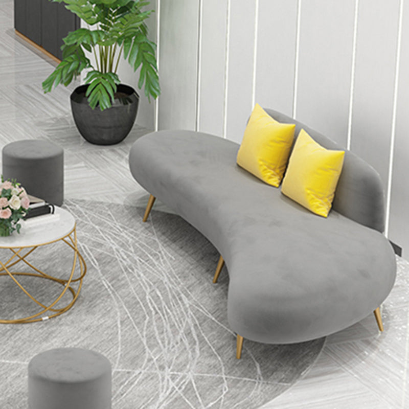 Contemporary Armless Curved Sofa with Tight Back for Living Room