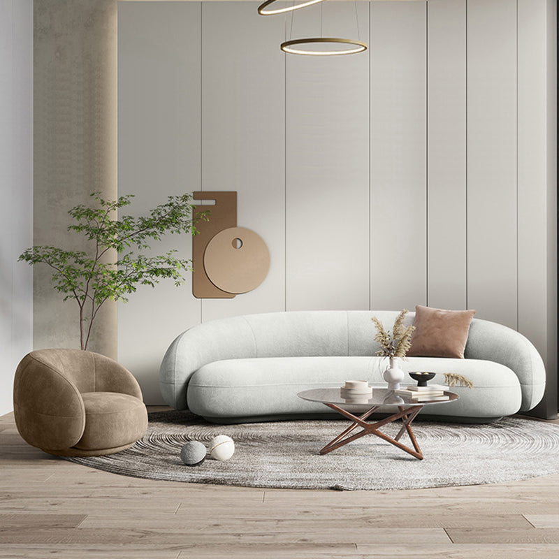 Contemporary Sofa with Tuxedo Arm for Living Room Curved Sofa