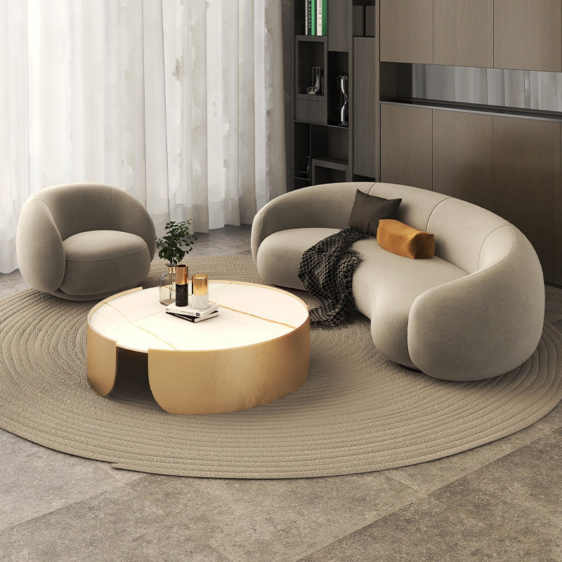 Contemporary 23.6" /27.5"H Wool/Velvet Slope Arm Sofa For Living Room