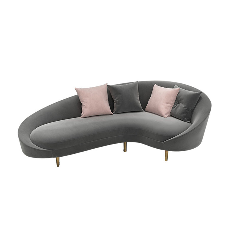 Curved Velvet Sofa Tight Back 33.46 inch High Sloped Arm Sofa