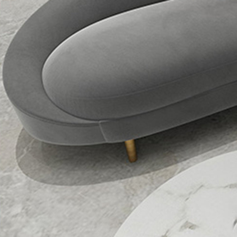 Curved Velvet Sofa Tight Back 33.46 inch High Sloped Arm Sofa