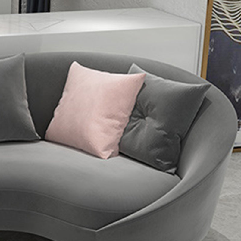 Curved Velvet Sofa Tight Back 33.46 inch High Sloped Arm Sofa