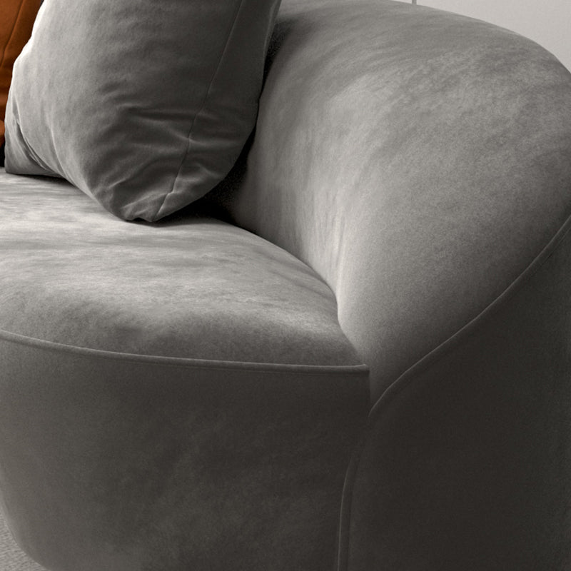 Modern Curved Sofa with Slopped Arm and Golden Base for Living Room