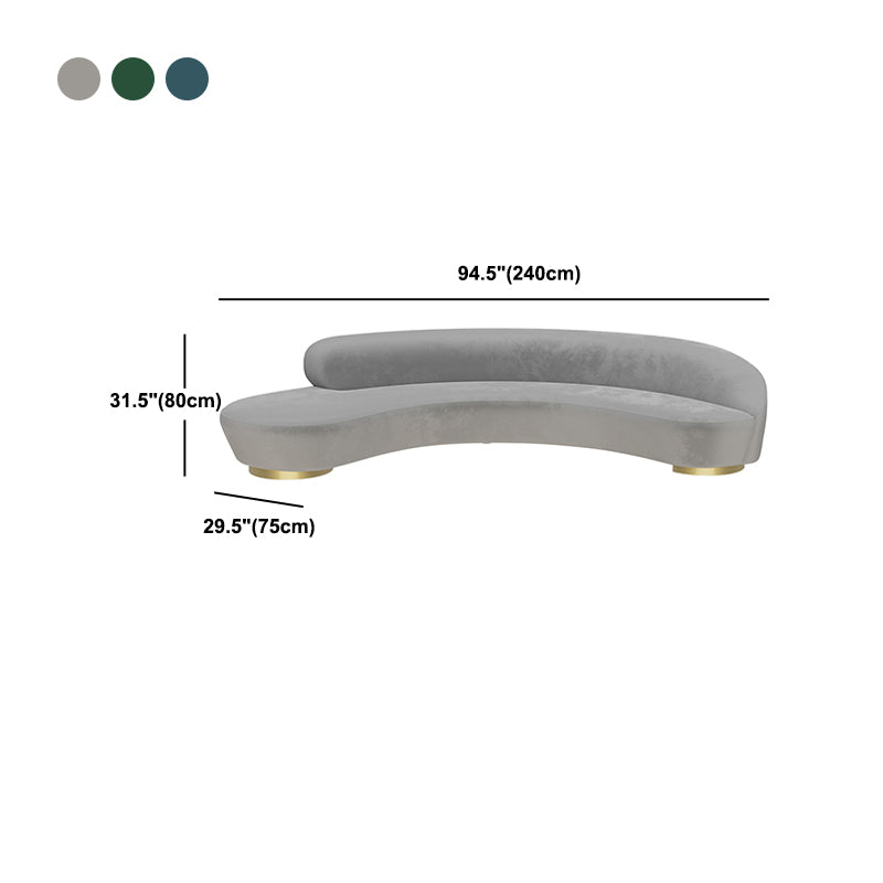 Modern Curved Sofa with Slopped Arm and Golden Base for Living Room
