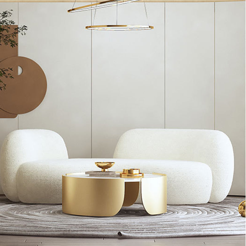 Contemporary Curved Sofa in Beige for Apartment 28.35" High Sofa