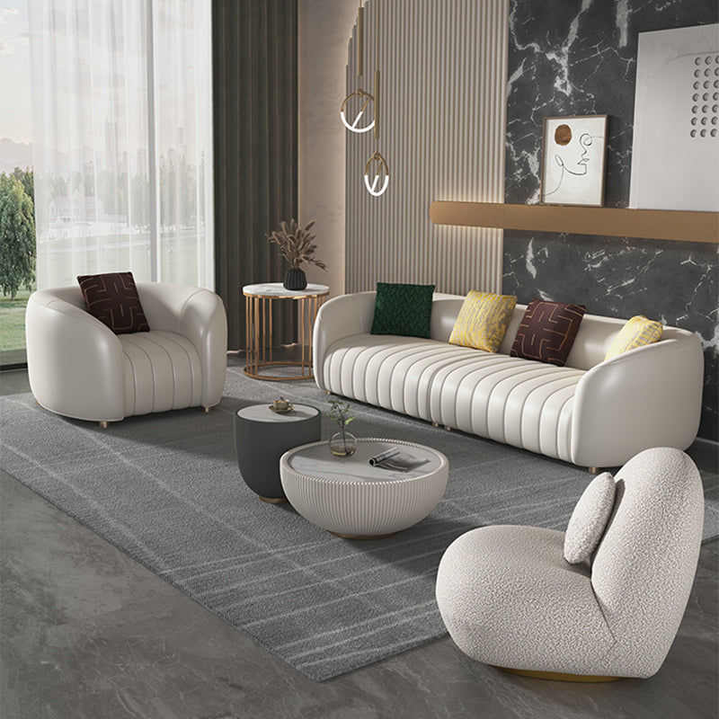 22.83" Wide Tuxedo Arm Sofa White Standard Sofa for Living Room