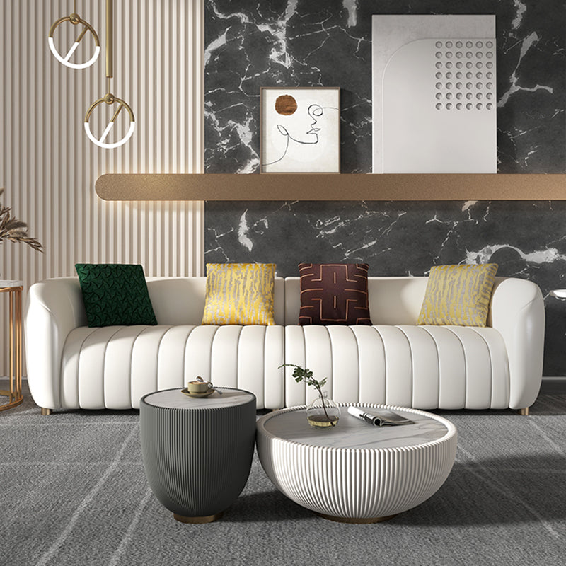 22.83" Wide Tuxedo Arm Sofa White Standard Sofa for Living Room