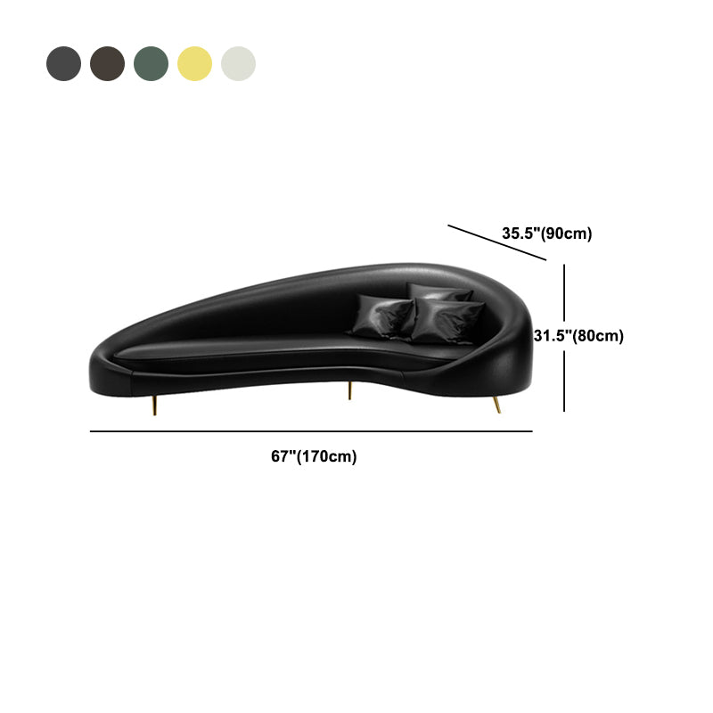 35.43 inch Wide Leather Sofa Sloped Arm Tight Back Modular Sofa